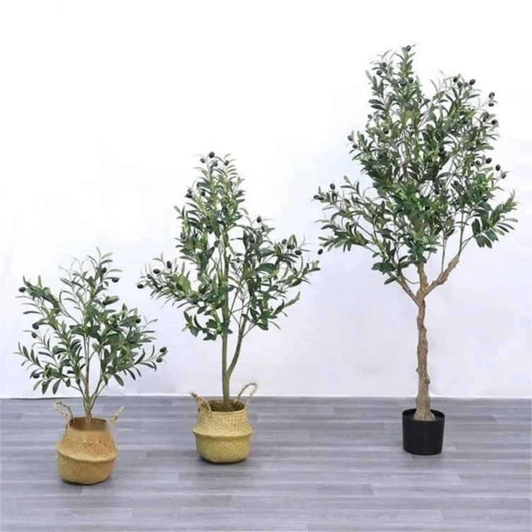 Home Living Room Indoor Floor Large Green Plant Mall Decoration Artificial Tree Artificial Plant Olive Tree