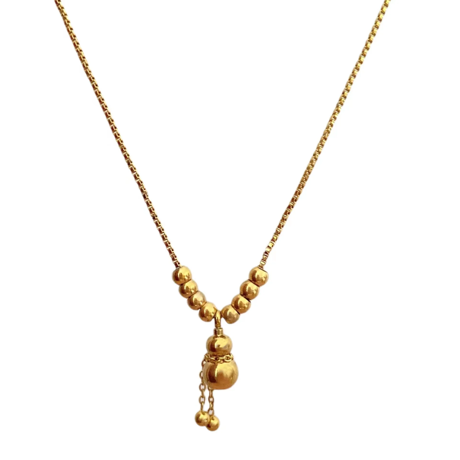 Stainless steel jewelry wholesale, titanium steel gold gourd pendant necklace, Chinese design necklace