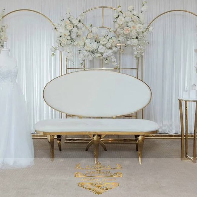 
Bride and groom used stainless steel frame pu leather royal wedding sofa 