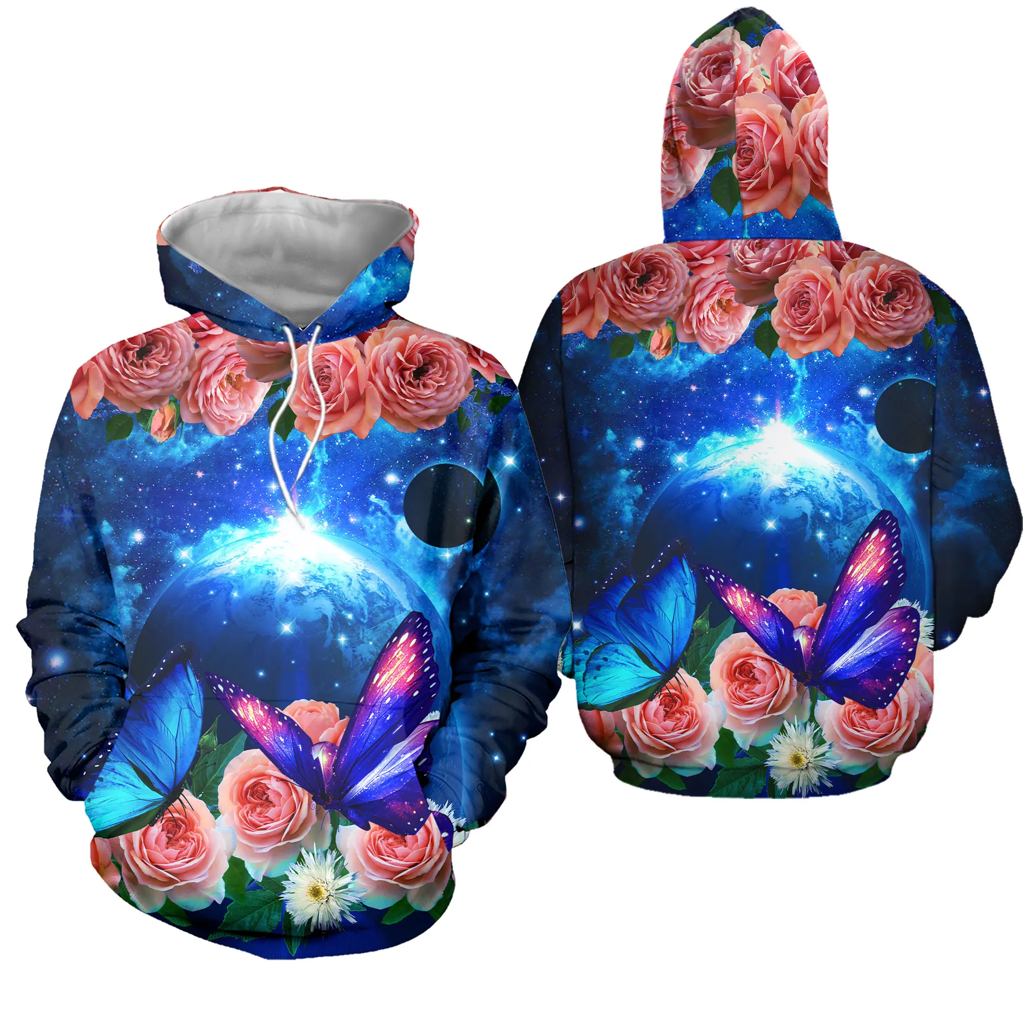 Rose and Dods Pattern Breathable Sustainable Hoodies Sweatershirts Unisex Custom Logo 3D Digital Printing Wholesale MOQ1