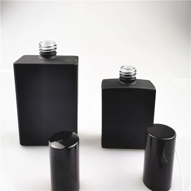 50ml 100ml square black color glass perfume bottle with spray