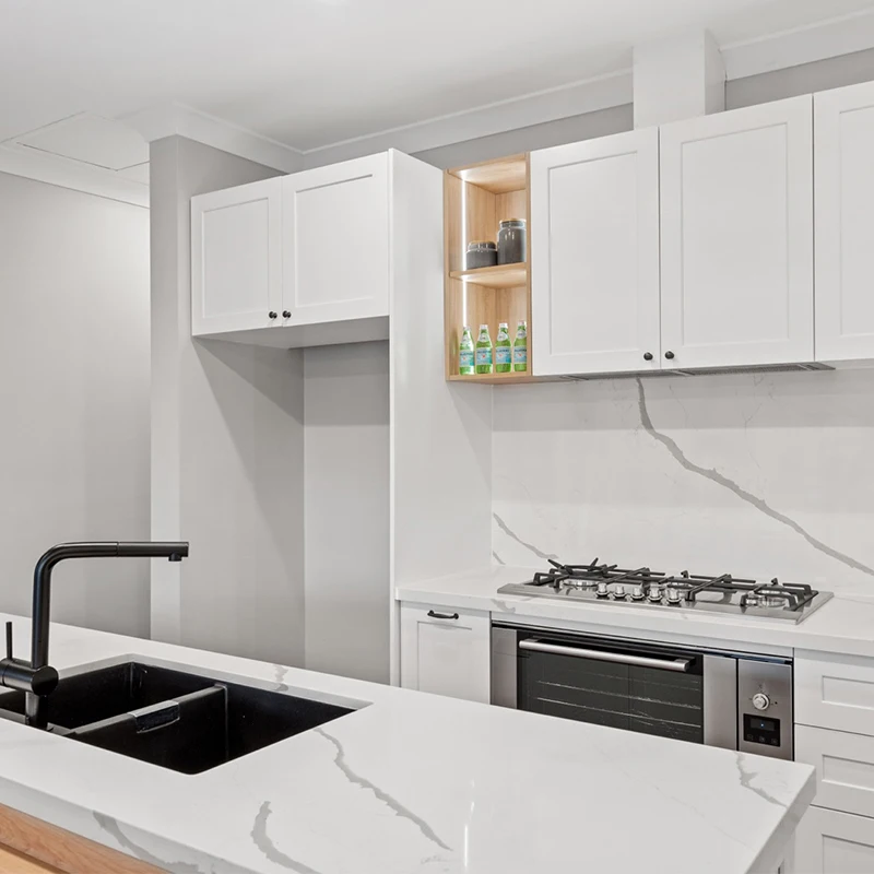 OPPEIN new style black handle 20MM finger pull white shaker kitchen cabinet 2 pac cabinets kitchen furniture modern 2pac