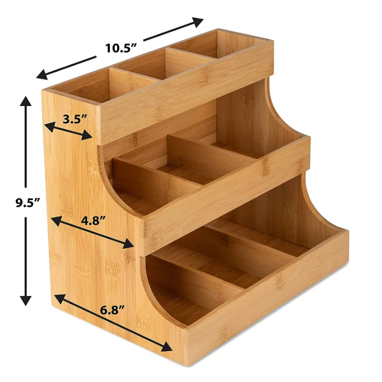 Wholesale New Multifunctional Natural Bamboo Wooden Space Saving Kitchen Seasoning Tea Bag Packaging Box