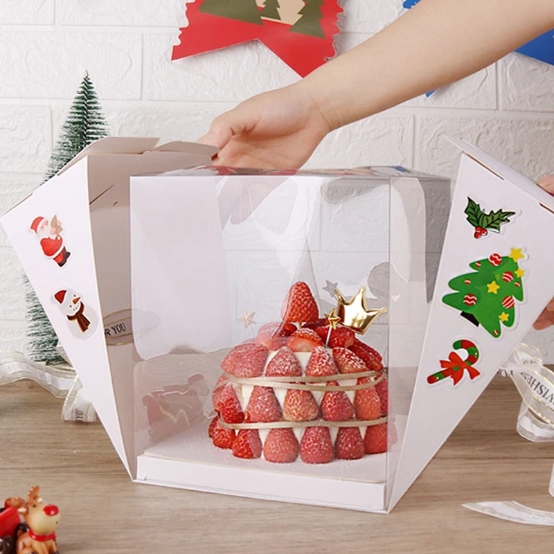 Wholesale 6 inch Christmas Gift Packaging Wedding Boxes In Bulk For Sale Cake Box With Window Transparent Clear Cup Cake Box
