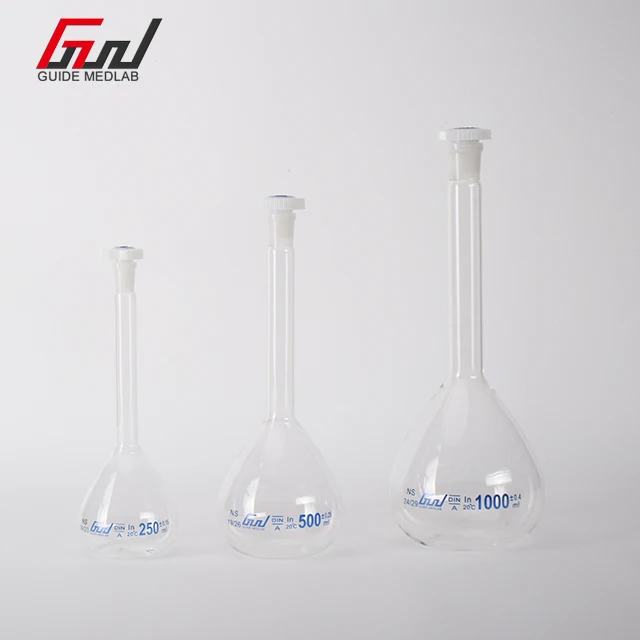 50 мл лабораторное использование прозрачного цвета с высоким содержанием боросиликатного стекла фляжка химическое использование стеклянные фляги объемные