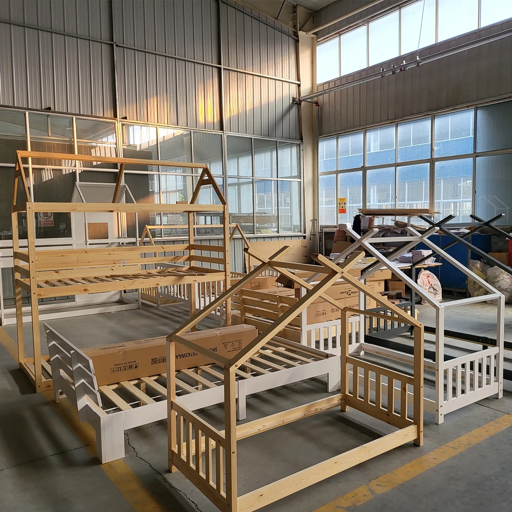 Modern Full Baby Adult Cheap Wooden Double Decker Bed Girls Kids Bunk Bed