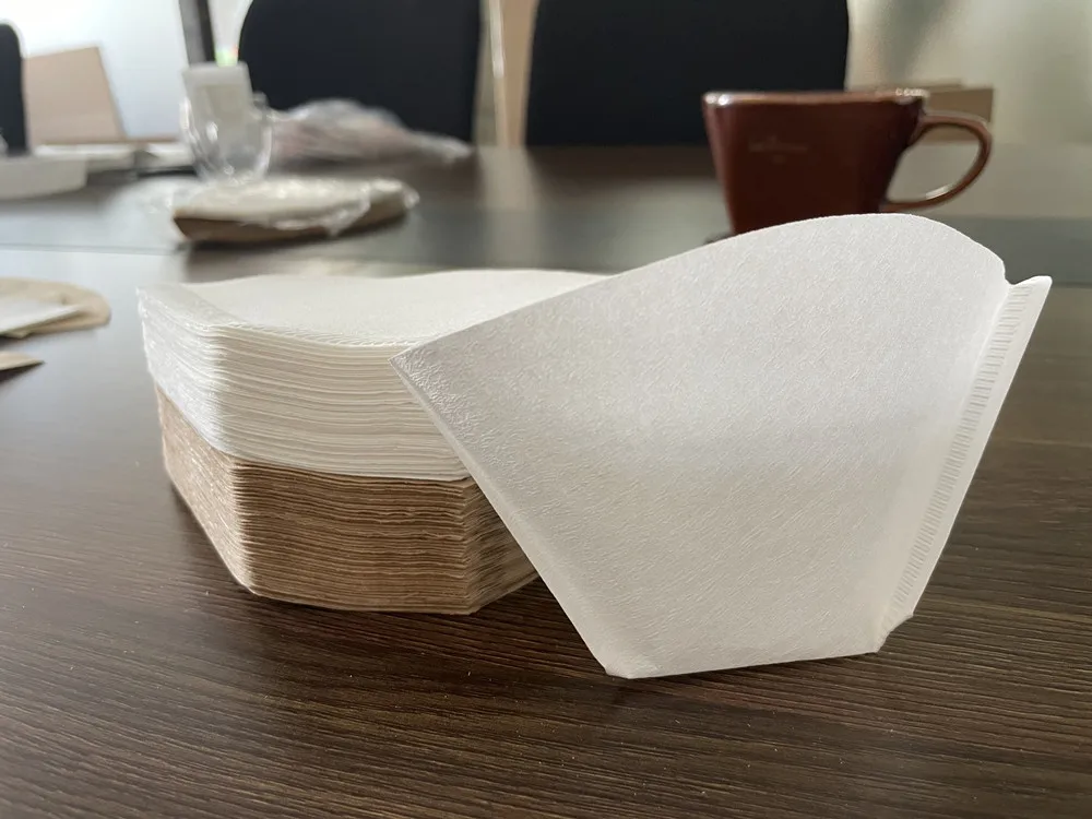coffee filter paper con filter roll 101 fan shape white color