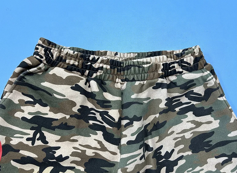 Camouflage Trousers Custom Screen Print Logo Men Heavyweight 600GSM Cotton French Terry Sweatpants Baggy Wide Leg Cargo Pants