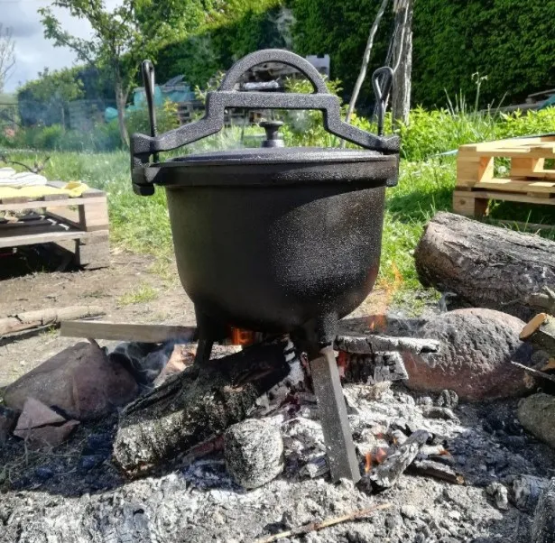 Pre-seasoned Cast Iron Three Legs Cauldron with Lid and Handles for Camping Cookware non stick deep cast iron potjie pot