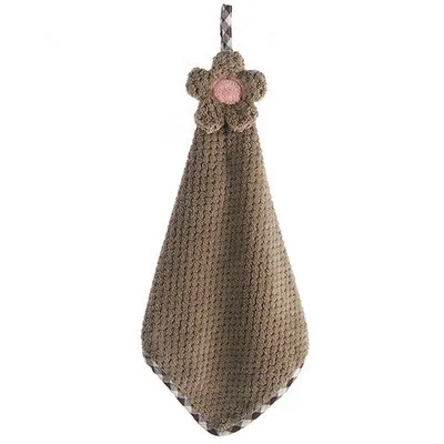 
Lint-Free Cleaning Cloth Cleaner Kitchen Absorbent Dishcloth Coral Velvet Flower Hand Towels Bathroom Hanging Towel 