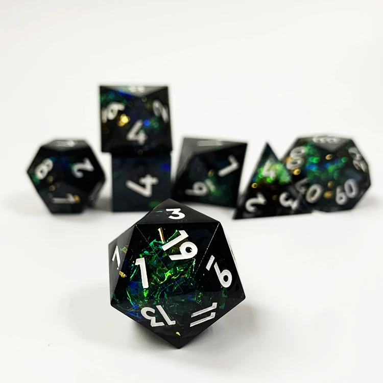 Death Peeping Eyes 7pcs Death Peeper Eye Dice Set Liquid Core Heart Sharp Edge Dice Handmade Dice Set For Tabletop Roleplaying G