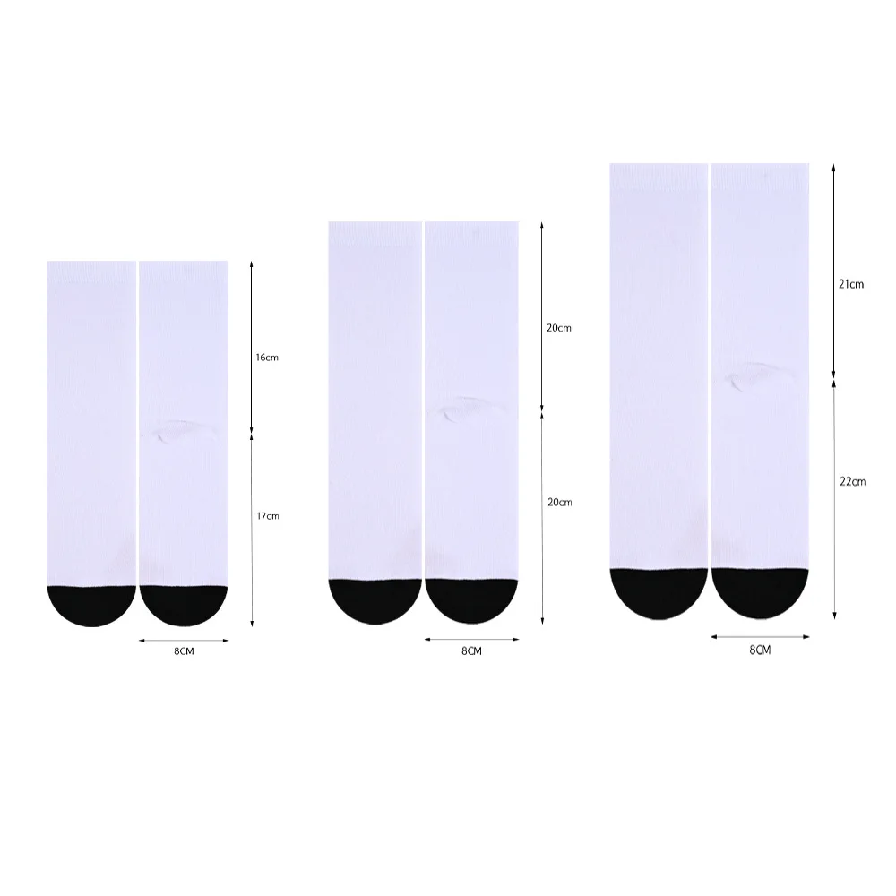 Wholesale Custom Print Socks Blank Sublimation Socks 3d Printing white polyester socks for sublimation