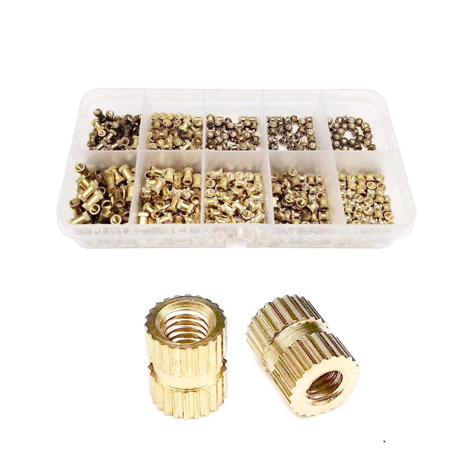 1 Box 500pcs M2 M3  Assortment Kit Set Copper Injection Molding Knurl Embedded Nutsert Solid Brass Insert Nut