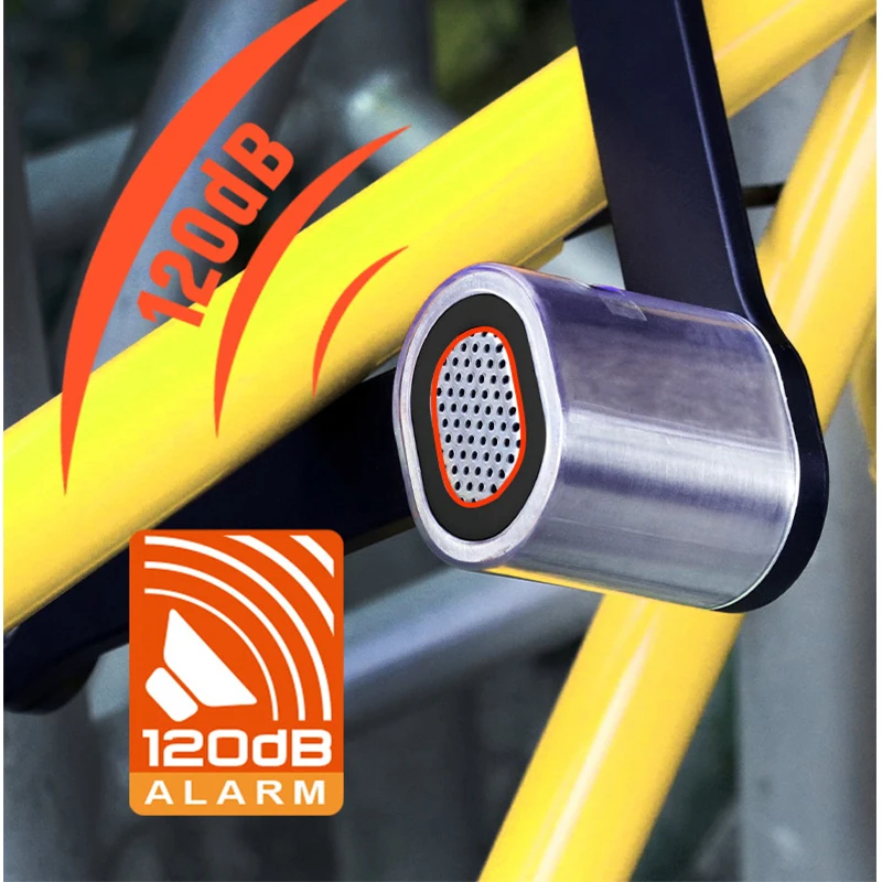 Wholesale 120db Anti-Theft Security Alarm Folding Lock Stainless Steel Folding Bicycle Frame Lock