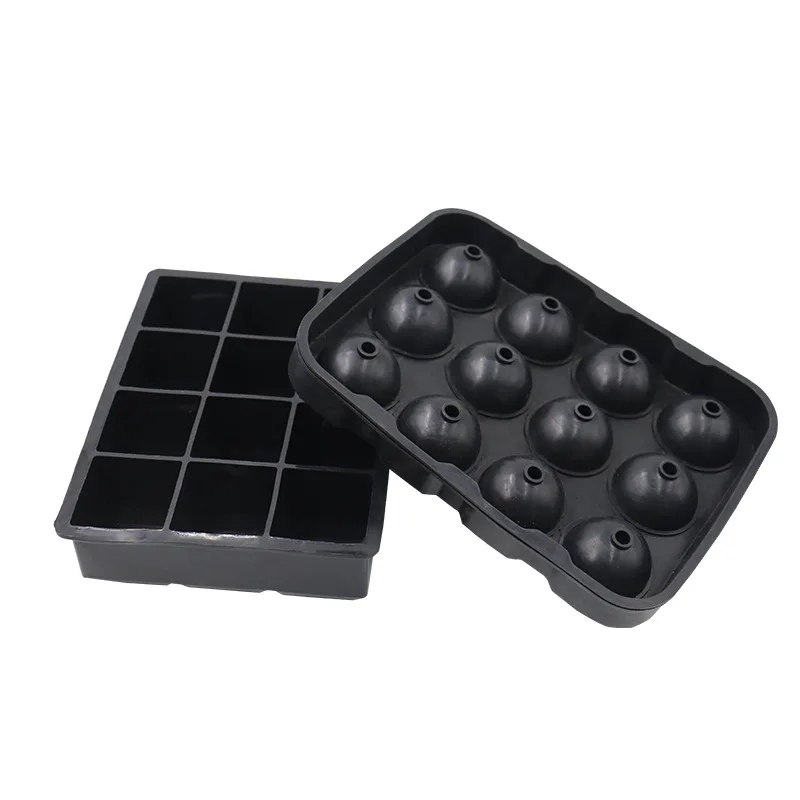 Large Silicone Ice Tray Mold BPA Free Food Grade Ice Mold Flexible 12 hole Easy To Release  For Whiskey And Cocktails