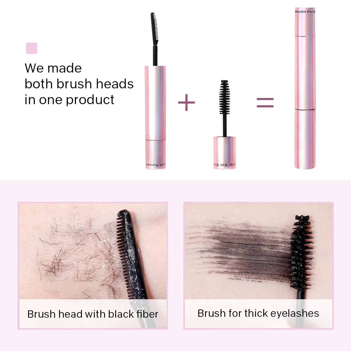 New Arrival Double Headed Double Effect Mascara Thick And Long 2 In 1 Waterproof Mascara Not Blooming Makeup Eye Mascara