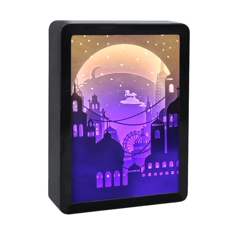 
Wholesale customizable exquisite party atmosphere night light 3D light and shadow paper carving lamp for bedroom 