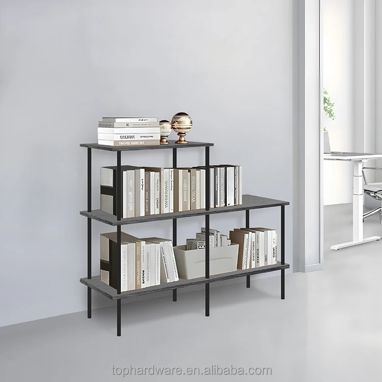 Modern Industrial Rustic Wood & Metal Open 3 4 5 Tier Book Shelves for Bedroom