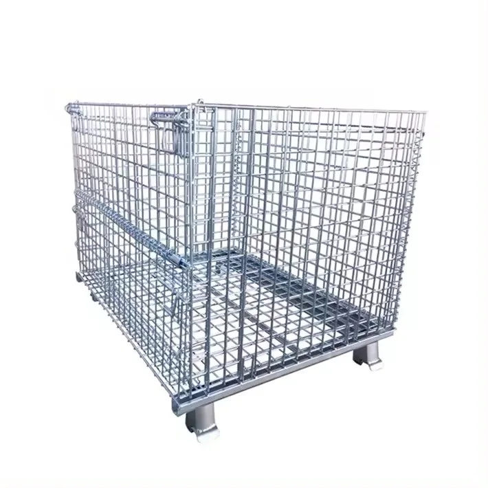 Custom Size Fold Gas Cylinder Stacked Wire Mesh Container Collapsible Storage Cage Rack