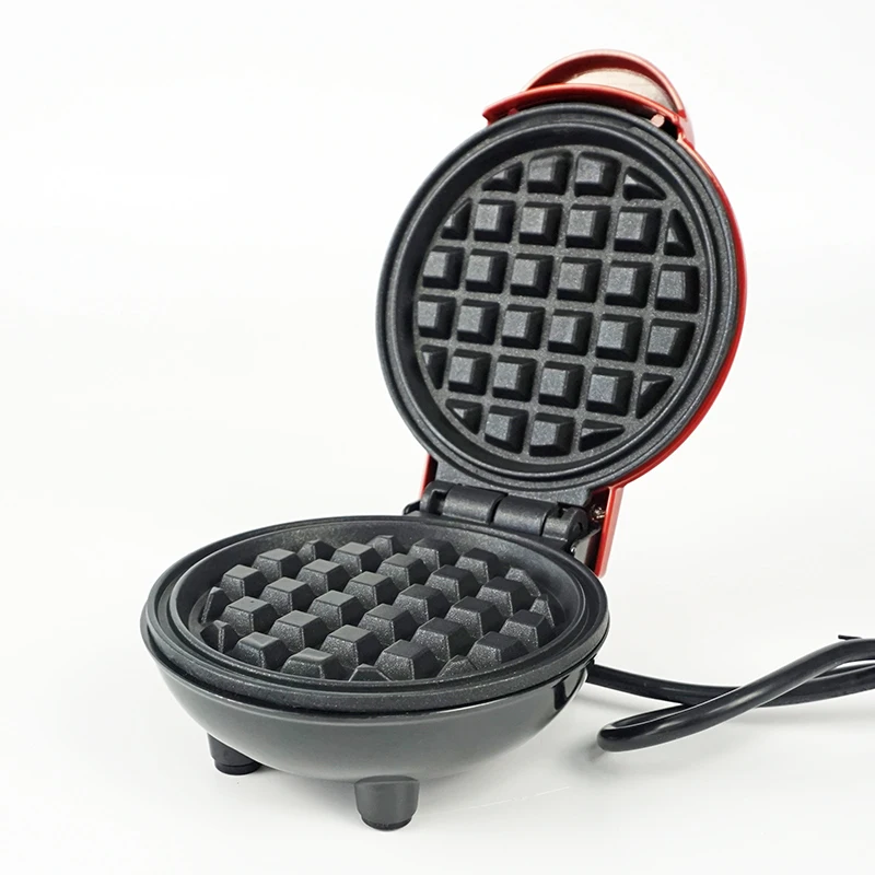 Red non-stick electric mini waffle maker