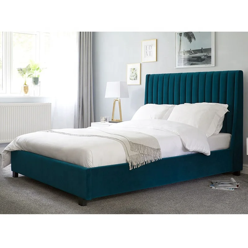 Modern king size velvet ottoman bed frame with storage