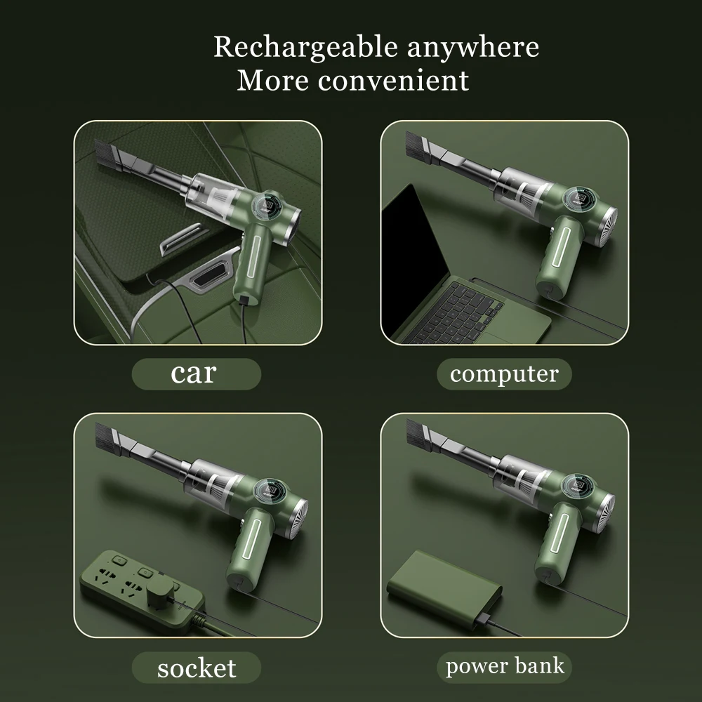 Cordless Handheld Vacuum Cleaner Portable Cleaning Mop Cleaner Car Charger Bag Motor PSE Mold Power Battery Time Living