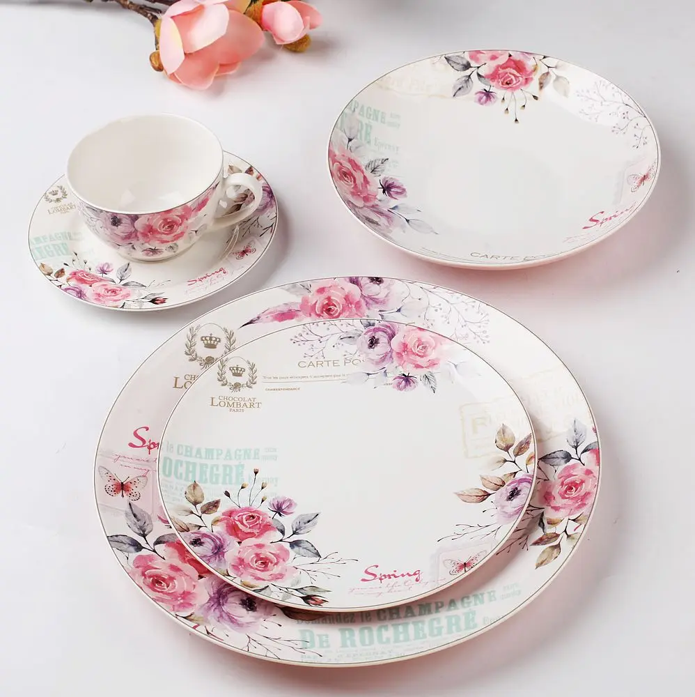 Europe modern style on-glaze decal porcelain dishes ceramic plates