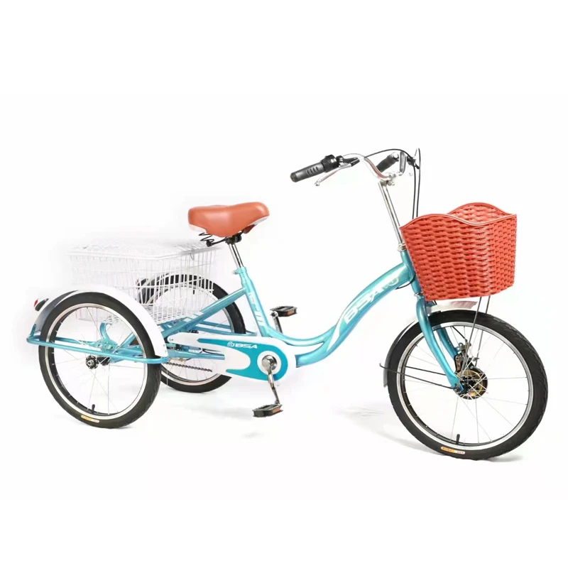 3 wheel adult manpower bike Bicycle tricycle with back seat and basket