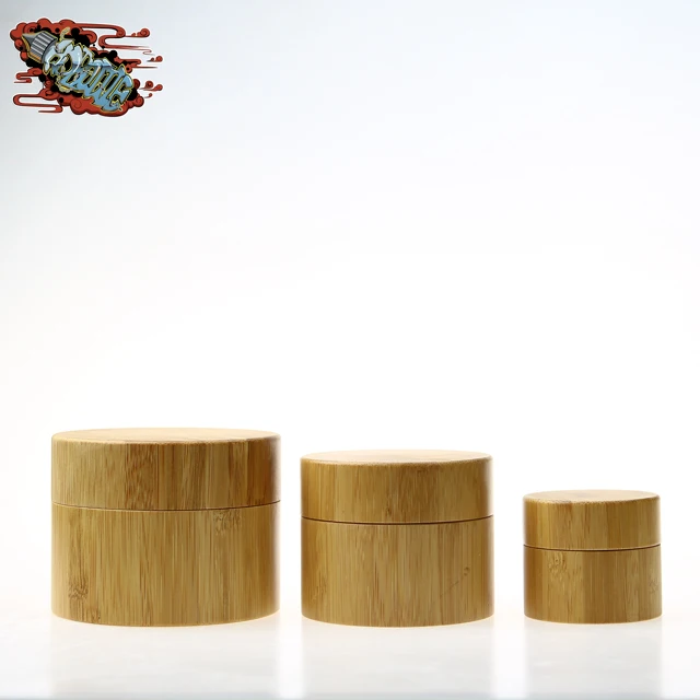 Custom size logo printing natural bamboo jar with plastic interior