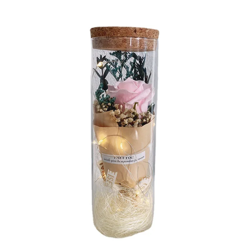 Preserved Flowers Real Eternal Roses Gypsophila Dried Flower Sunflower Rose Bouquet Decoration Preserved Flowers in Dome