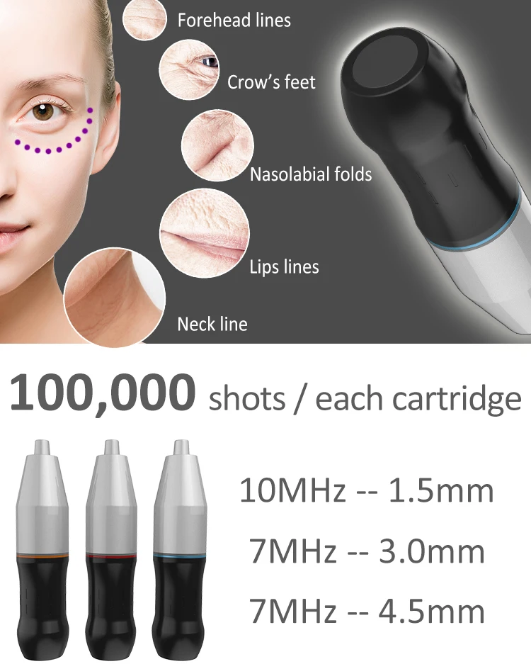  Двойная Ручка 3D 4D Hifu Ultra lift двойные картриджи для лифтинга лица на 100000 снимков