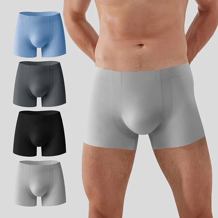 Mens Underwear seamless Boxer Briefs Stretch Ice Silk Custom Designs Logo sports Underwear For Men