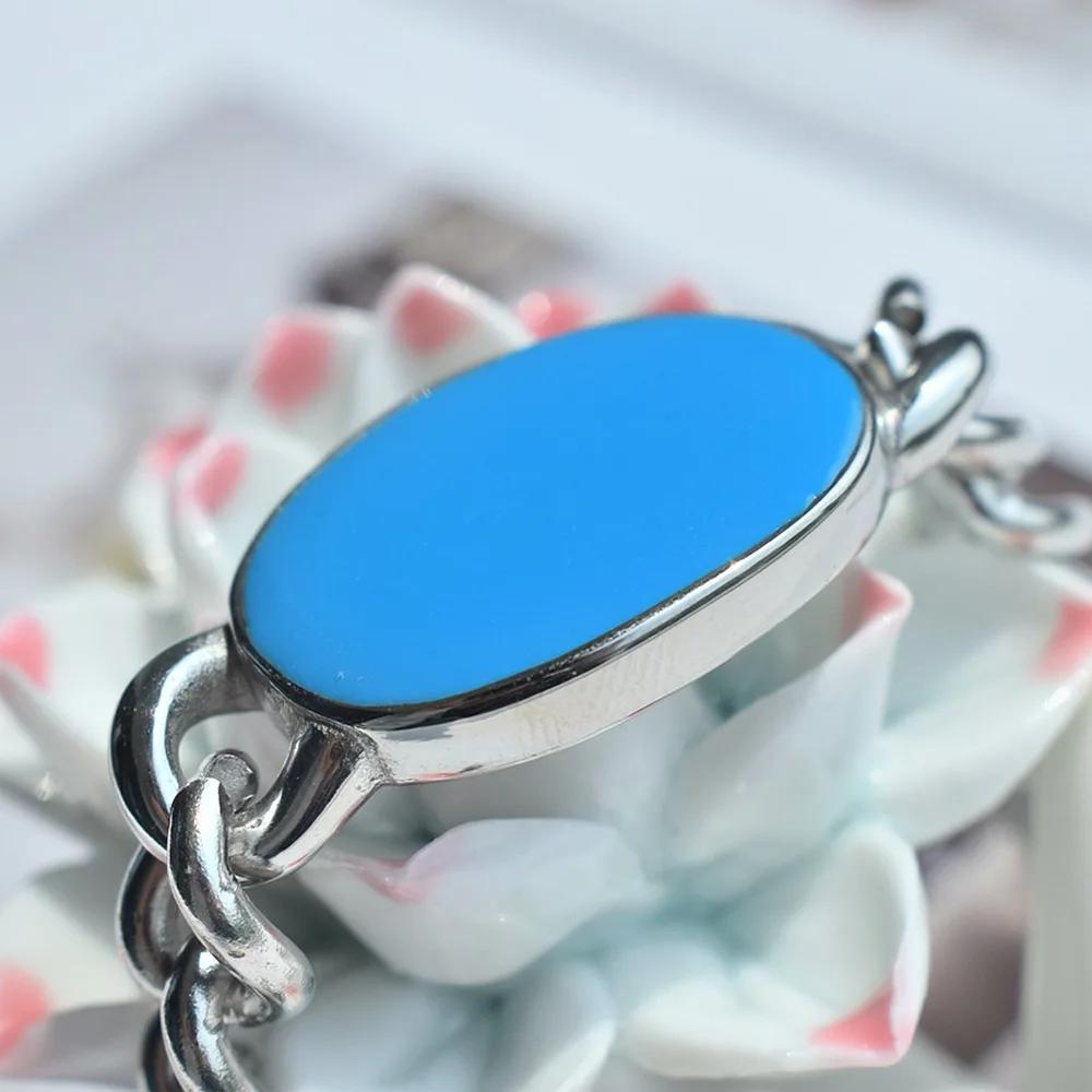 Punk Stainless Steel Cuban Chain Salman Khan Bracelet Titanium Steel Link Chain Turquoise Bracelet For Party