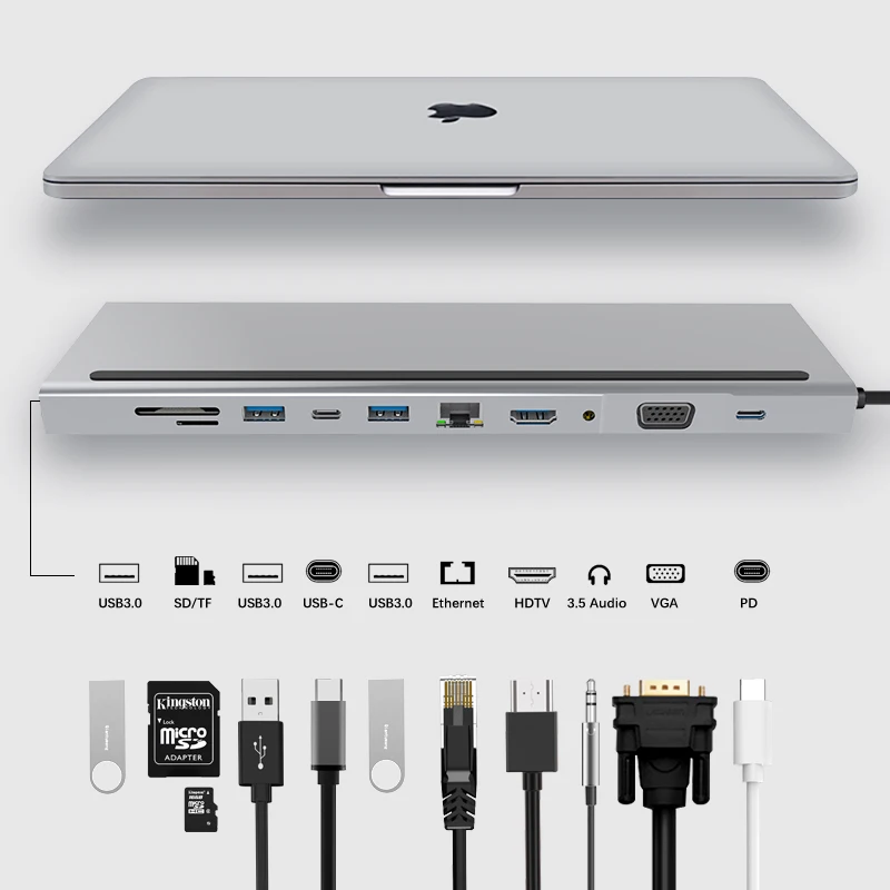Usb 11 Ports 5 Gbps Gigabit Ethernet Controller Type-C Usb C 2.0 3.0 Extender Cable Hub Adapter For Macbook Pro Air 13