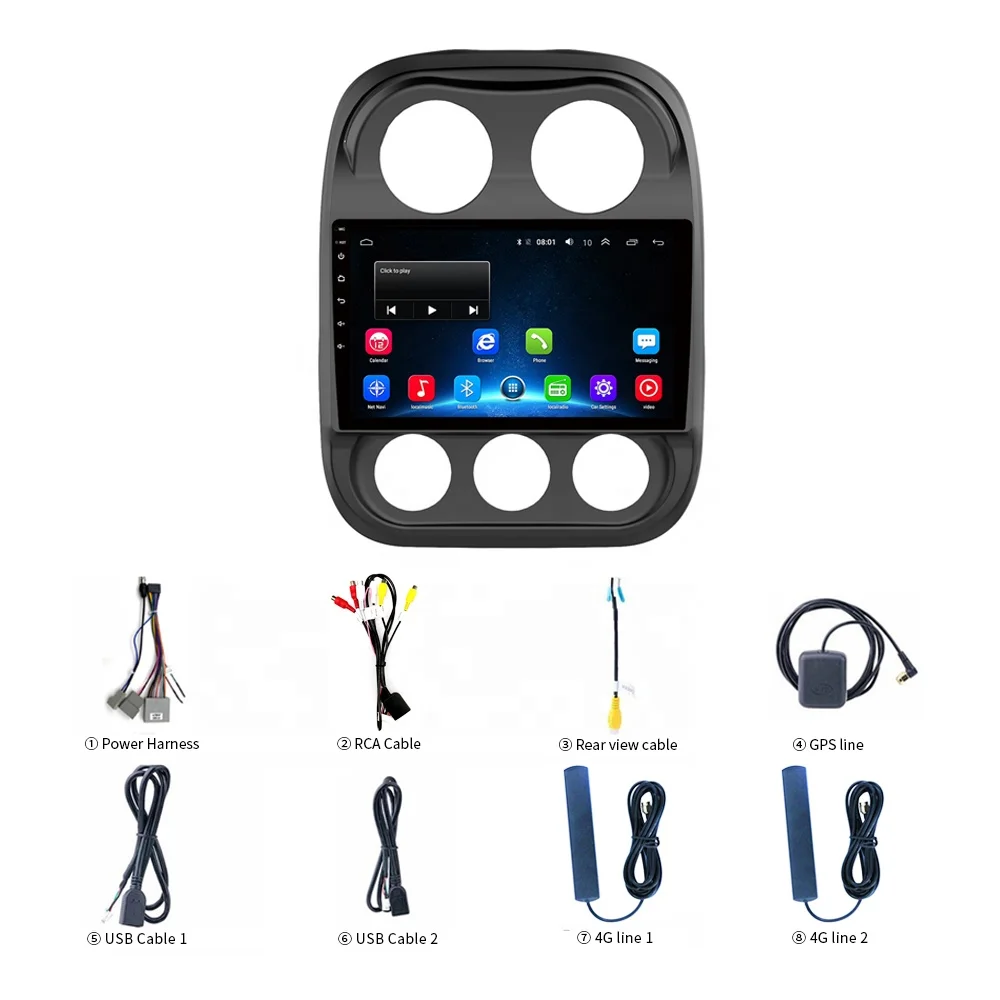 10 Inch 4G Navigation & GPS For Jeep Guider 2010-2016 Car Stereo Android 2+32G Wifi Bluetooth Car Video Multimedia Radio Player