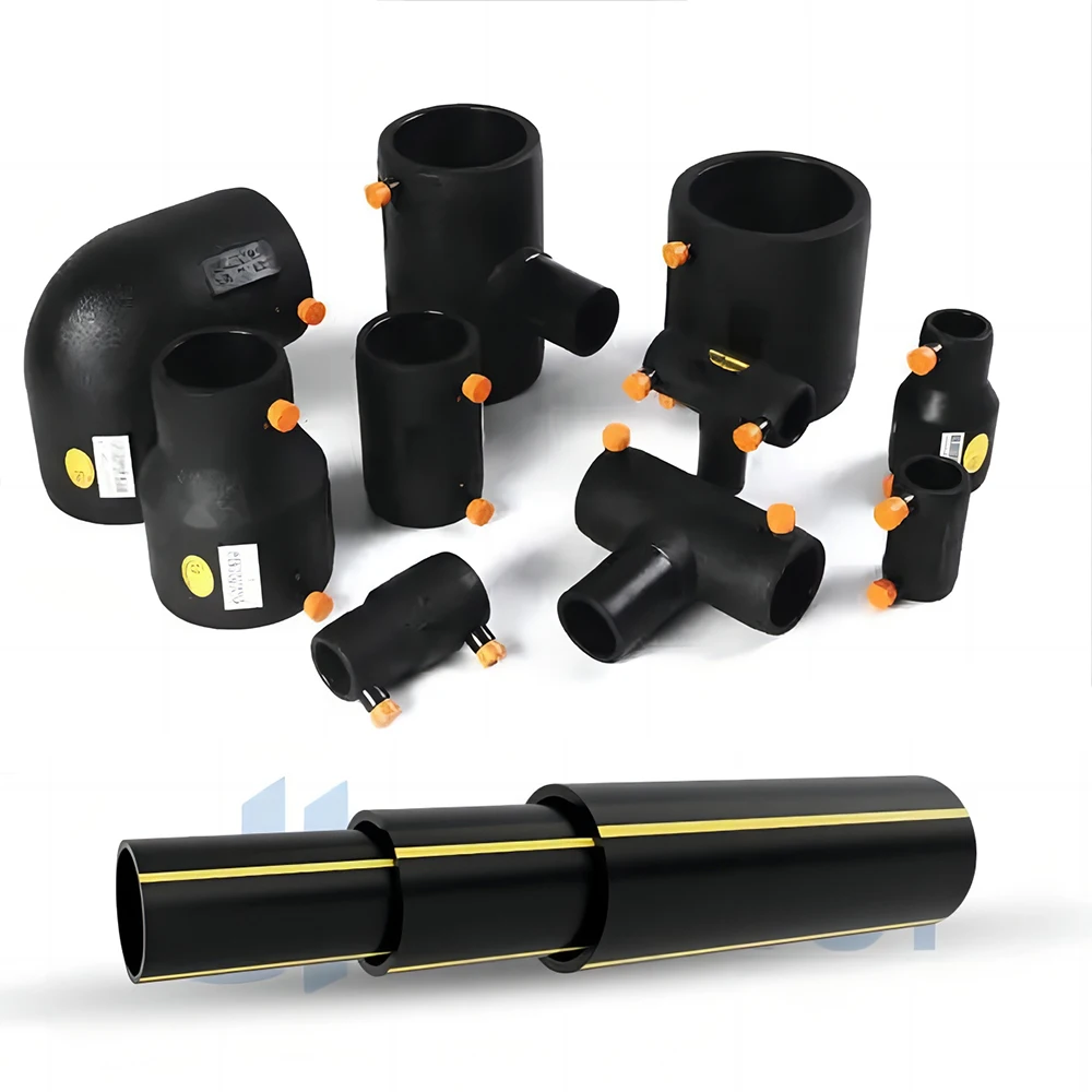 Hdpe Elbow Dn32-dn315 Electrofusion Gas Fittings Connector Black Yellow Pe 45deg Elbow 45 Degree Bend
