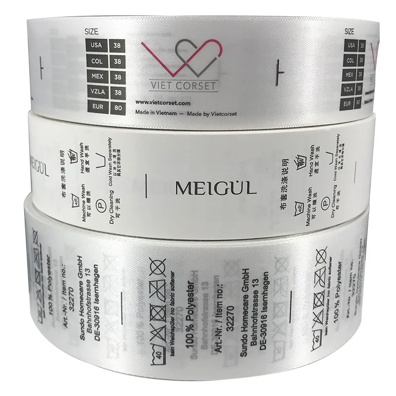 private custom label woven label for men dress shirts wash care labels