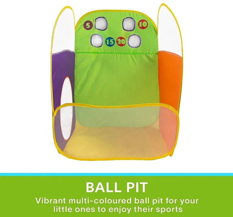 Kids Play Tent 3-in-1 Game Zone Ball Pit Play Tunnel Outdoor Indoor Play House Pop up for Boys Girls Toddlers, Including 4 Balls