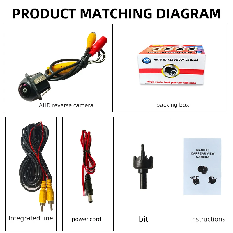 Universal car reverse camera straw hat punch ahd car camera 170degree fisheye 1080/720p starlight night vision rear view camera