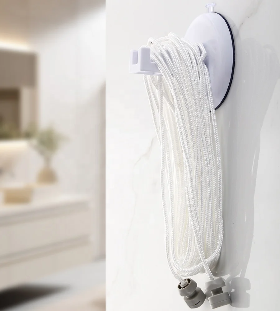 5m/10m  No Punch Strong Suction Cup Indoor Clothesline Balcony Drying Rack Wall Hanging Clothing Organizer for Travel & Hotel
