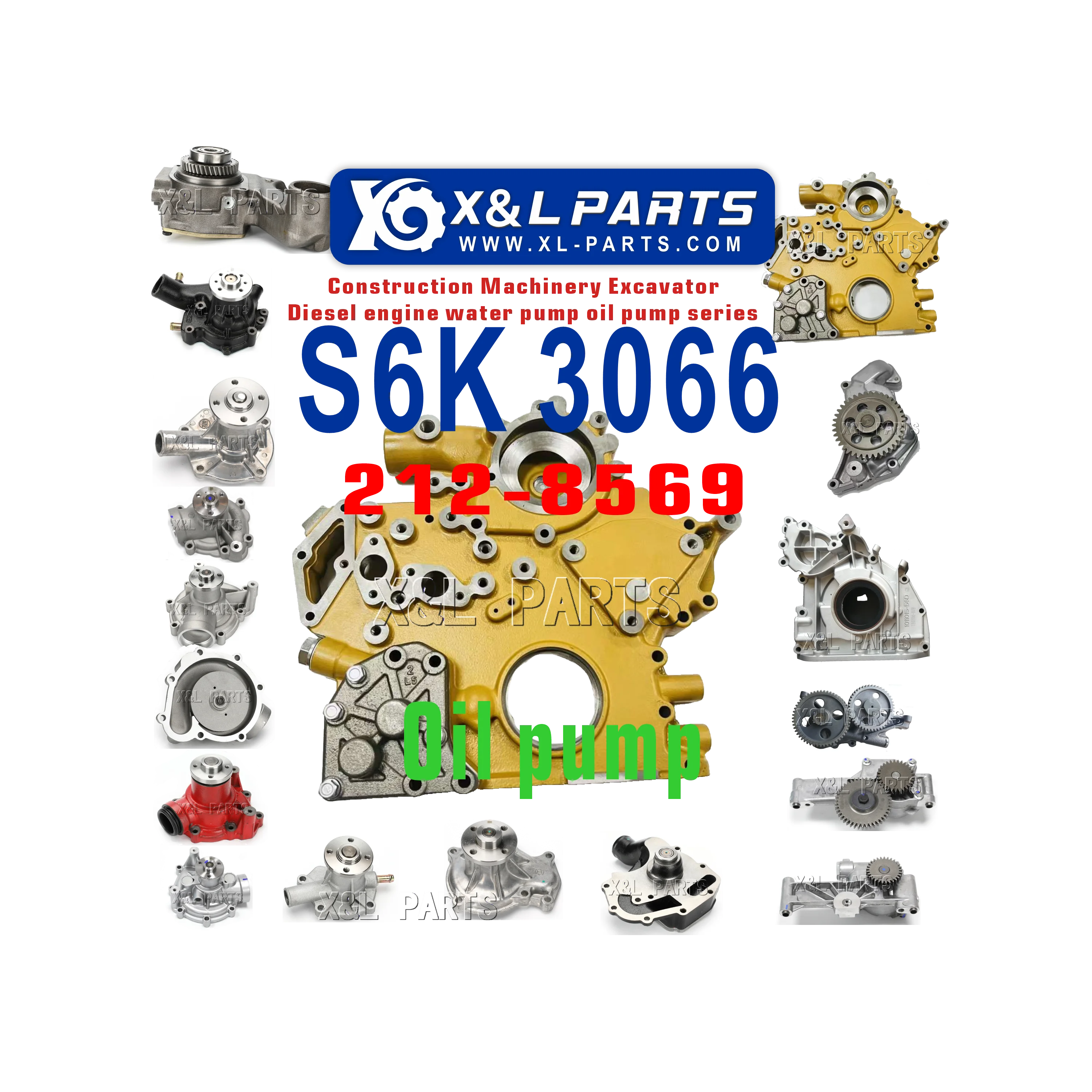 X&L Machinery S6K 3066 Engine Parts Oil Pump 212-8569 2128569 Fits CAT E320DL 320D 323DL 320C With Inter