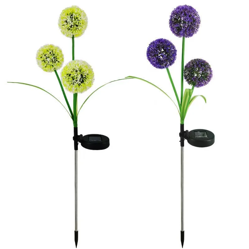 Colorful 2V Decoration Garden Outdoor Waterproof Led Solar Powered Dandelion artificial flower