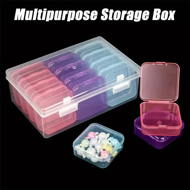 2025 New 12 Grid Plastic Storage Box Colorful Diamond Painting Tool Organizer Beads Wax Grains Jewelry Cleaning Sundry Storage