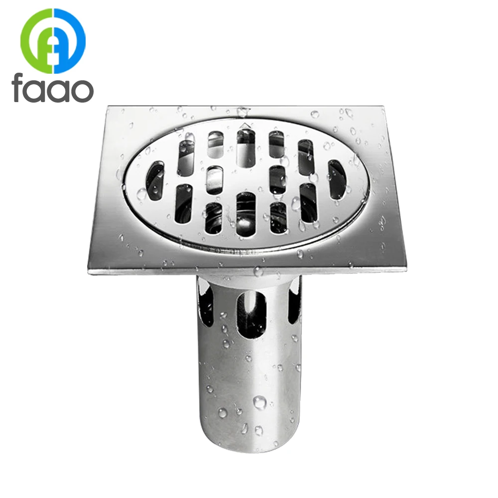 FAAO square stainless steel bathroom sanitary floor drain