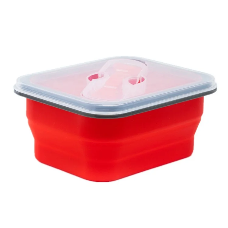 Work Travel Portable Small Eco Friendly Silicone Collapsible Heatable Lunch Box Container