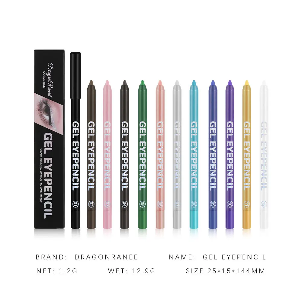 dragon ranee 12 color Sweatproof Eyeliner Pencil Eye Shadow Pencil lasting Eye Liner Pencil Pigment Waterproof Eye Makeup Tools