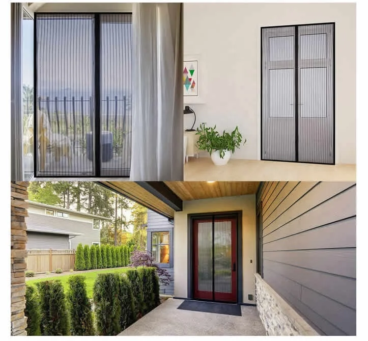 Wholesales Anti Mosquito Curtain Magnetic Tape Screen Black Fiberglass Soft Net Door Modern Apartment Hexagonal Home Doors Mesh