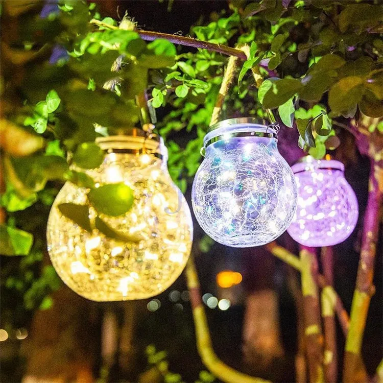 Новый продукт уличный водонепроницаемый светильник из треснутого стекла лампа настроения на солнечной батарее садовые светильники для двора подвесная гирлянда медного провода