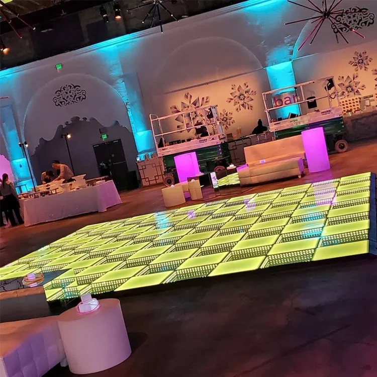 diy kids magnet light up led twinkle starlit 3d mirror dance floor platform for sale