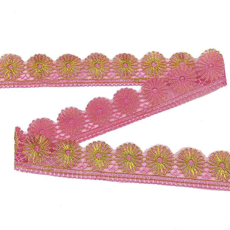 Hot Sale Clothing Accessories Gold And Silver Metallic Lace Trim Border Lace Trim Colorful Lace Trim